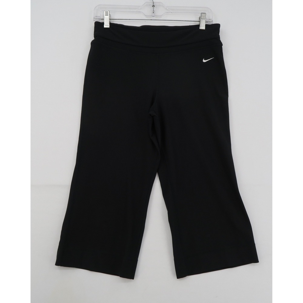 Nike Fit Dry Black Cropped Athletic Pants Womens Size Small Wide Leg Capris